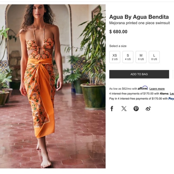 Agua by Agua Bendita Majorana Hand Embroidered Swimsuit size US8 and Pareo OS - Picture 5 of 14